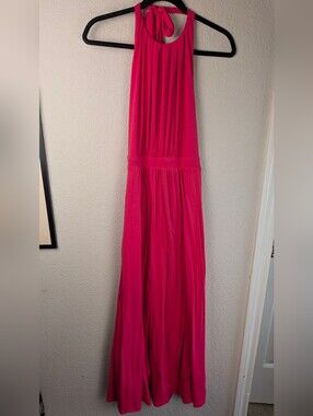 Boden Knit Halter Maxi Dress Size 6R Barbie Pink Lined Good Condition Read